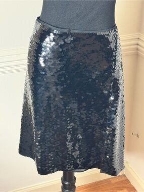 J. Crew Black Sequin A-Line Skirt